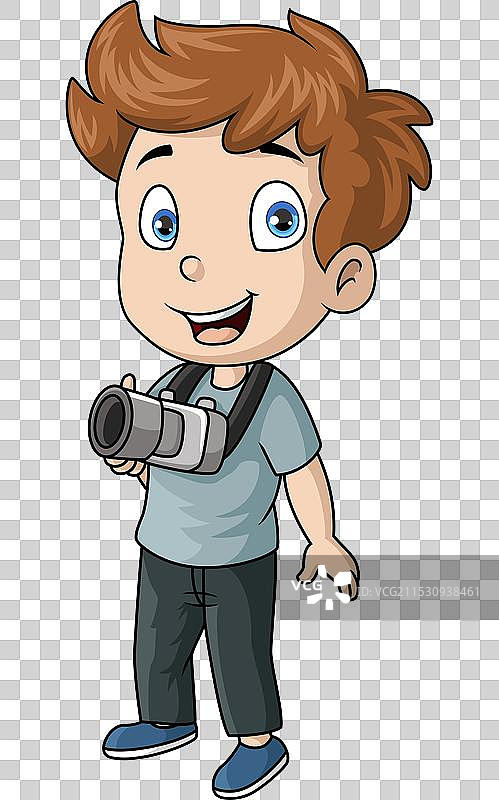可爱的小男孩拿着相机图片素材