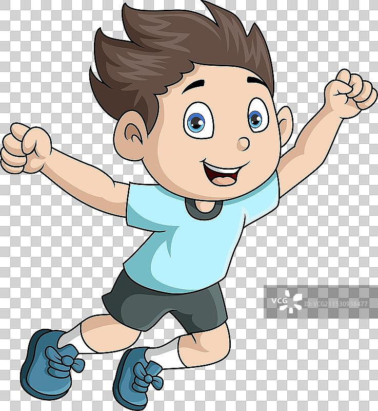 可爱的小男孩卡通形象在跳跃图片素材
