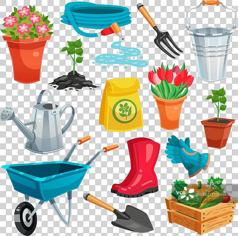 带有幼苗和库存的花园套件图片素材