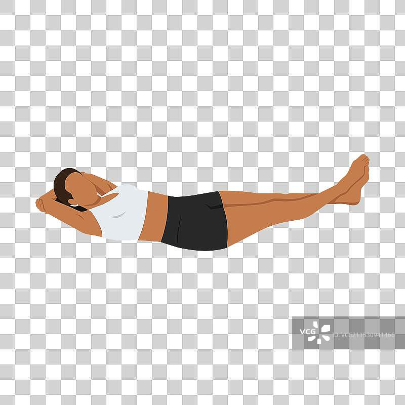 年轻女性做香蕉式瑜伽（Bananasana）图片素材