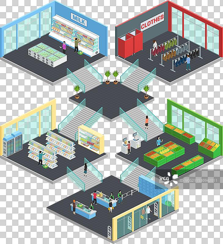 多层超市等距构图图片素材