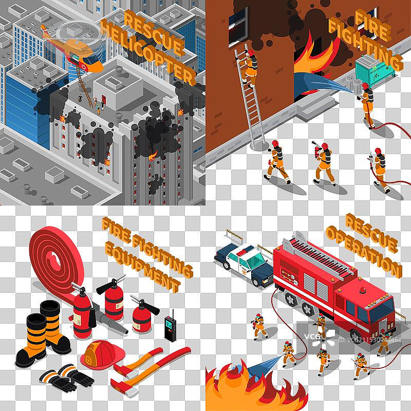 消防员等距概念图片素材