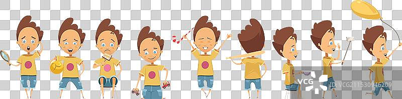 男孩在不同活动中的场景合集图片素材