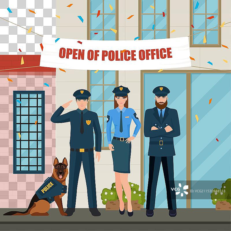 节日气氛中的警察们的组合图片素材