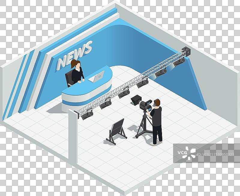 直播新闻演播室内部图片素材