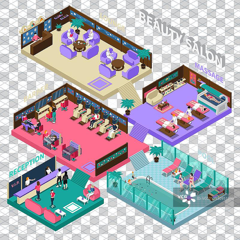 多层美容院等距图图片素材