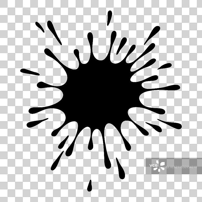 创意的油漆斑点与孤立的画笔笔触图片素材