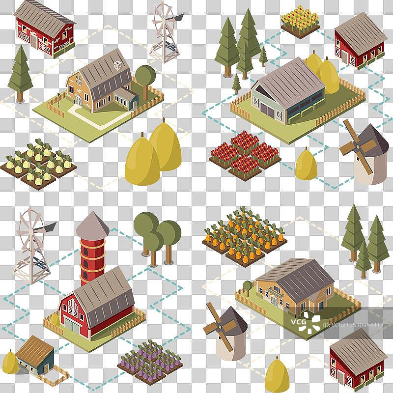 农场等距概念图片素材