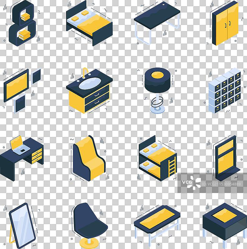 家居室内等距图标包图片素材