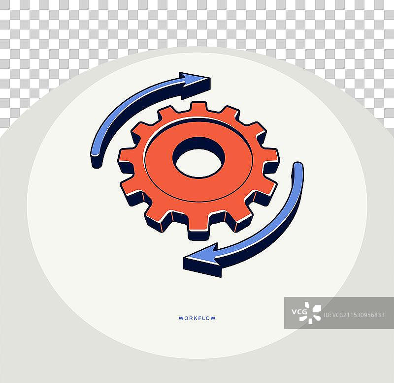 工作流程概念海报，带箭头的齿轮图标图片素材