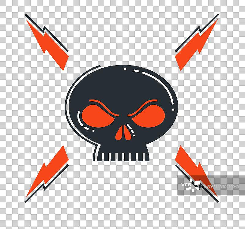 愤怒的卡通骷髅图标，独立的标志或徽章图片素材