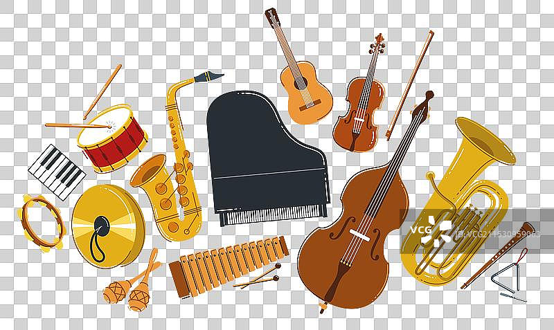 古典音乐乐器组合平面图图片素材