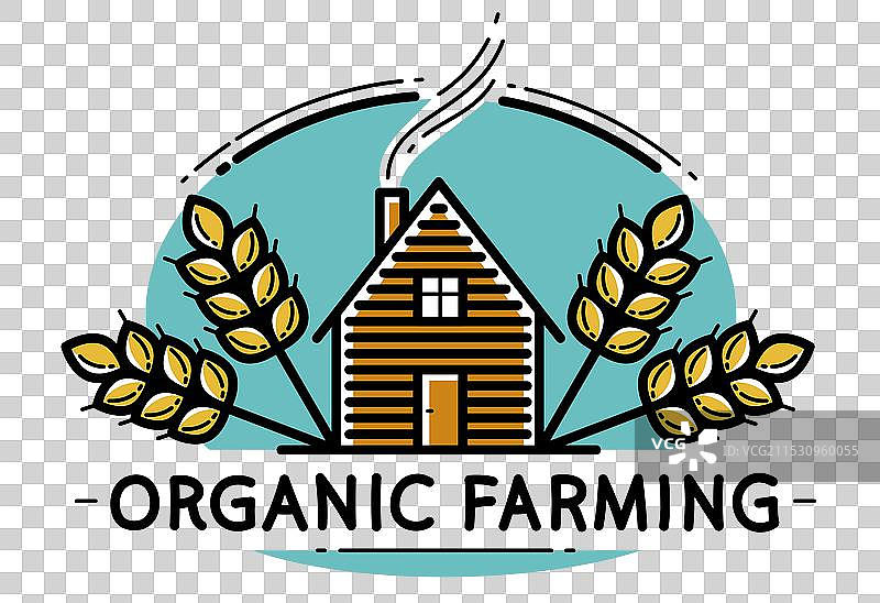 带有尖刺的农舍农业徽章或标志图片素材