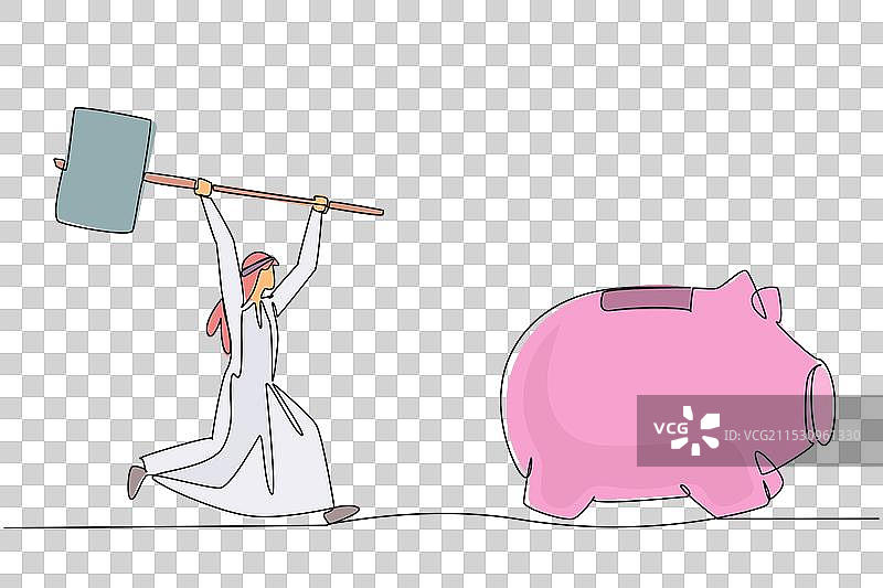 阿拉伯商人的单一连续线条画图片素材