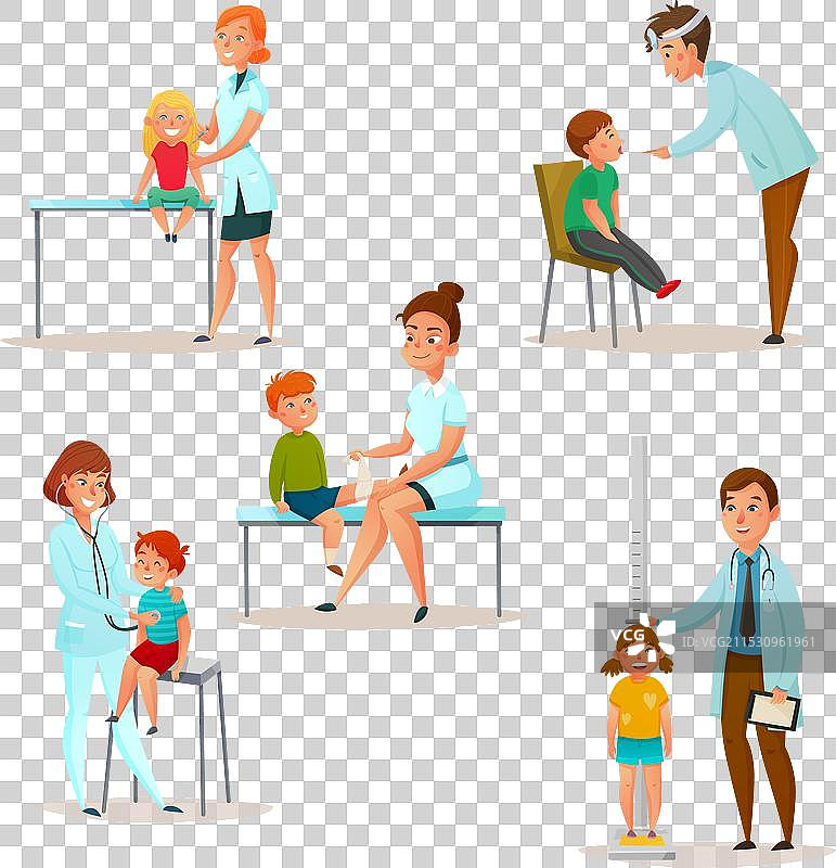 儿童看医生图标集图片素材