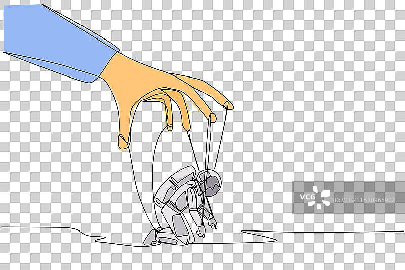 连续一笔画的宇航员跪姿图片素材