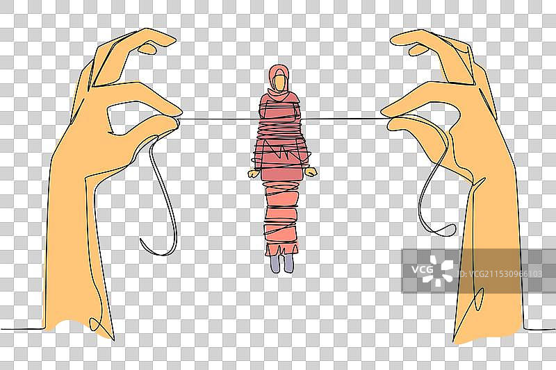 单线条画的阿拉伯女商人图片素材