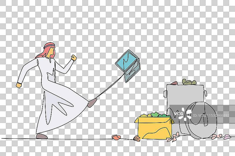 情感丰富的阿拉伯人单线画图片素材