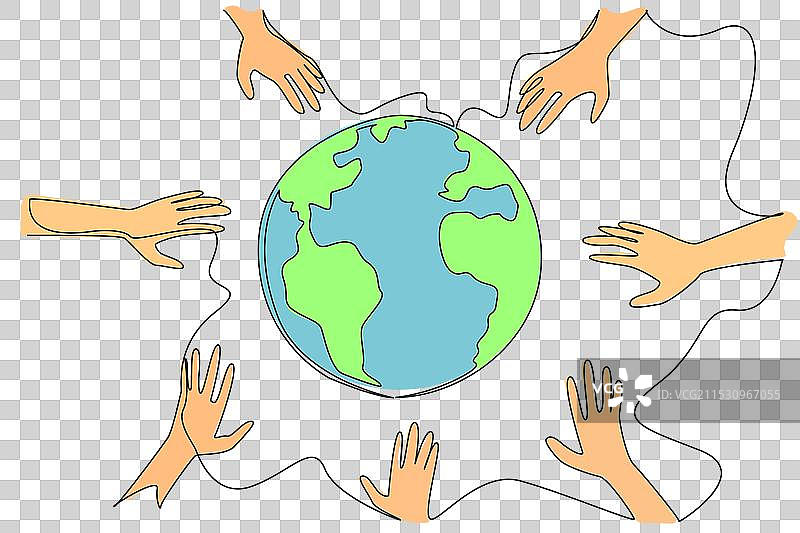 单一连续线条绘制的手想要...图片素材