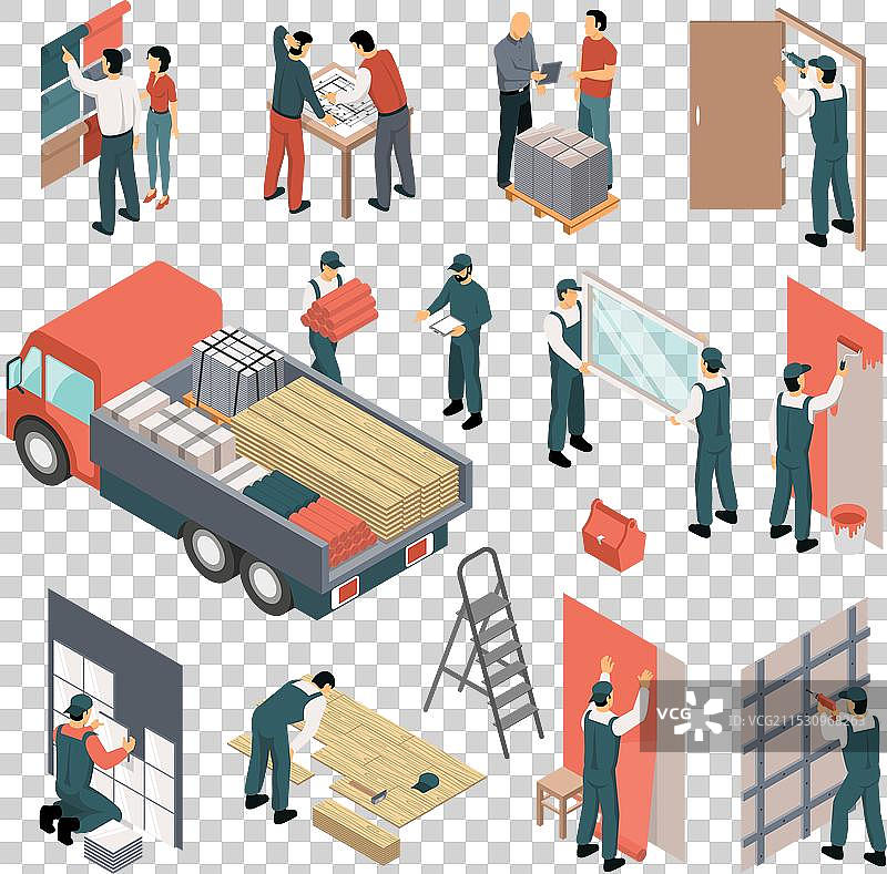 等距公寓装修套件图片素材