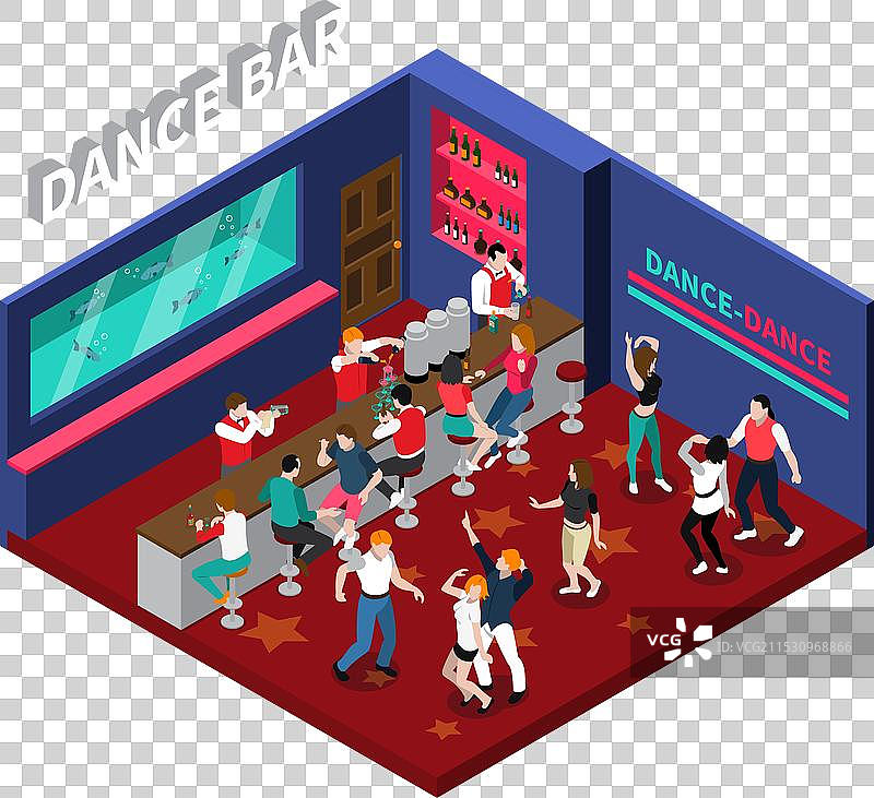 舞蹈酒吧等距构图图片素材