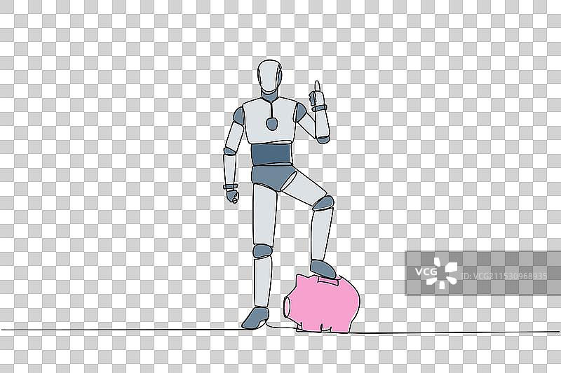 连续一笔画的机器人站立着图片素材