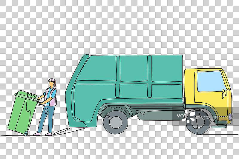 连续一笔画的垃圾女人在拉扯图片素材