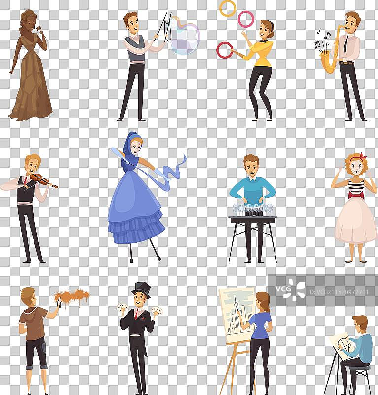 街头艺术家孤立的卡通图标图片素材