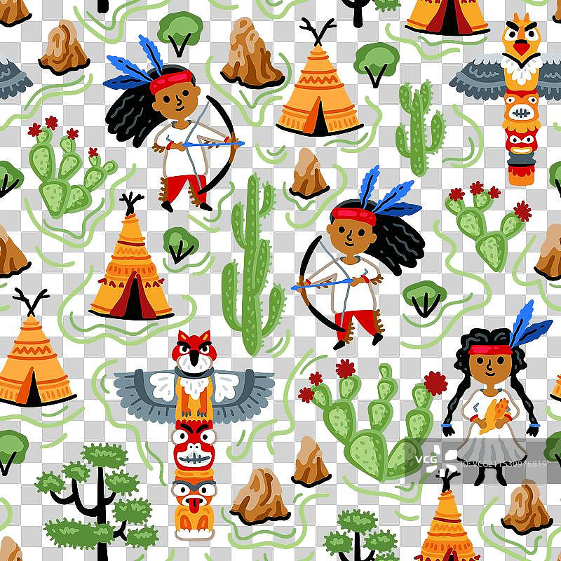 明亮的儿童无缝图案与图片素材