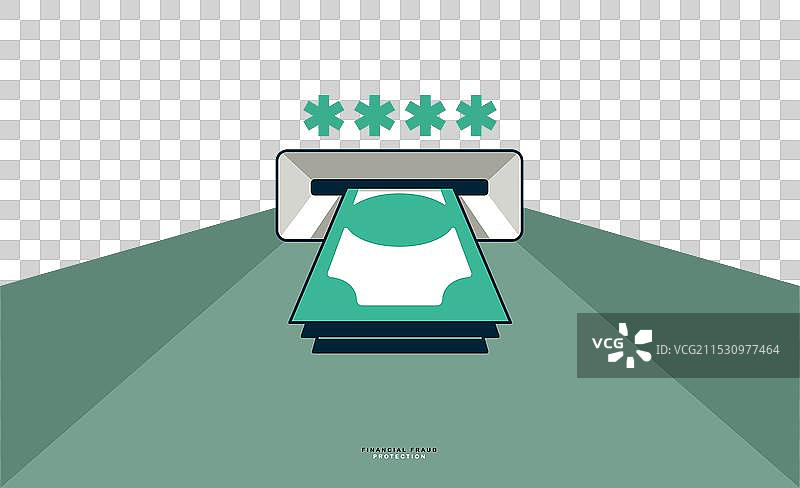 自动取款机上的现金堆叠，带有密码或代码图片素材