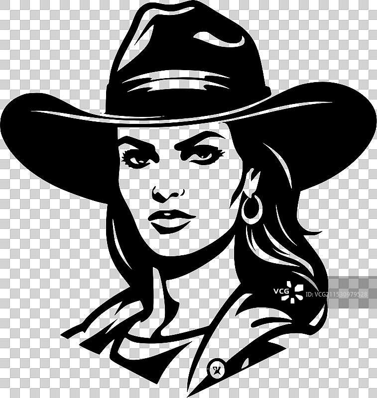 牛仔女郎 - 高质量标志 - 适合T恤使用图片素材