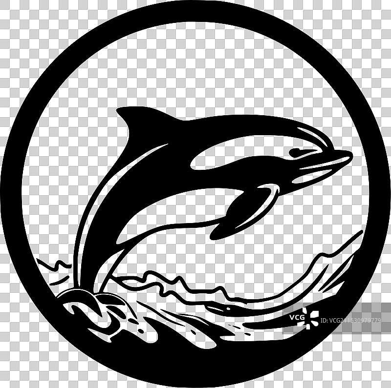 海豚 - 极简风格的平面logo图片素材