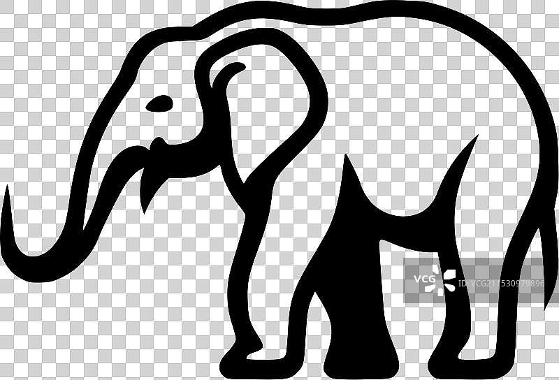 大象 - 黑白孤立图标图片素材