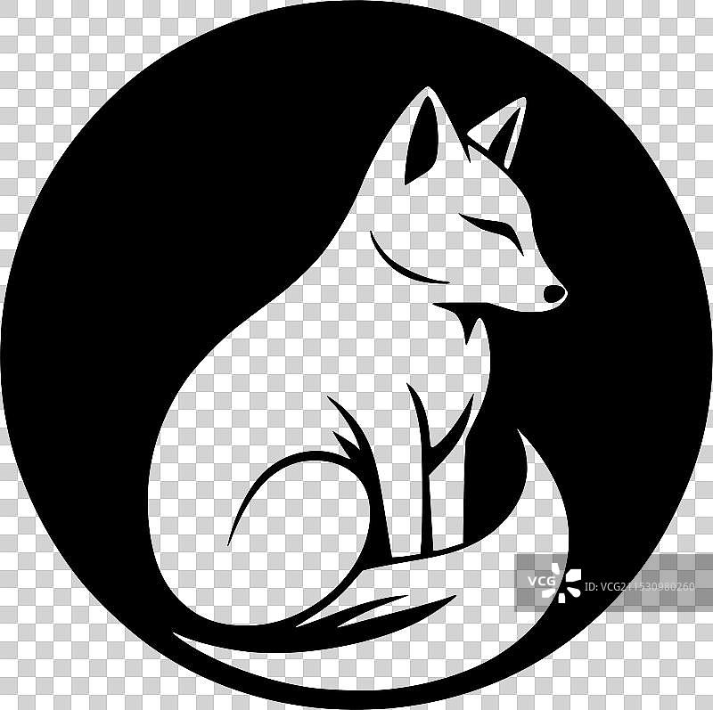 黑白狐狸图片素材