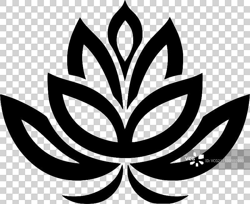 莲花 - 黑白色图片素材