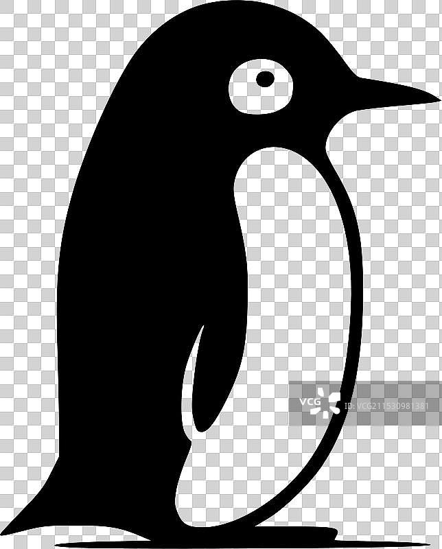 企鹅 - 极简风格的平面logo图片素材