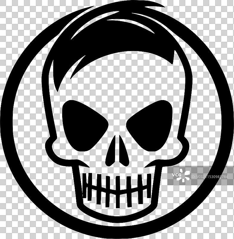 骷髅 - 极简风格的平面标志图片素材