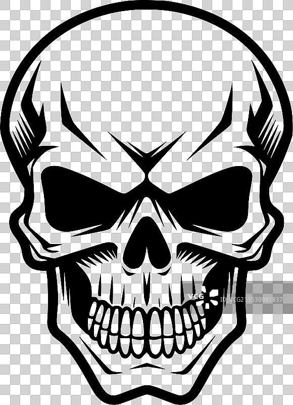 骷髅 - 极简风格的平面标志图片素材