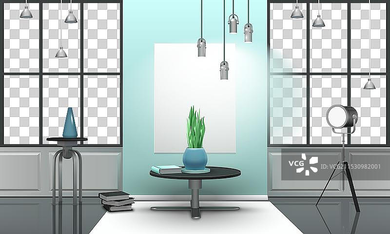 明亮色调的真实阁楼室内设计图片素材