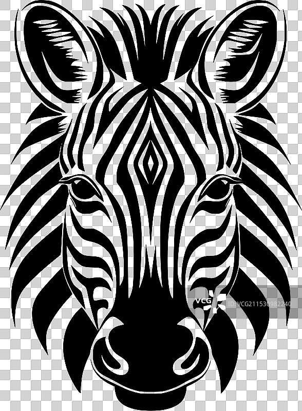 黑白相间的孤立斑马图标图片素材