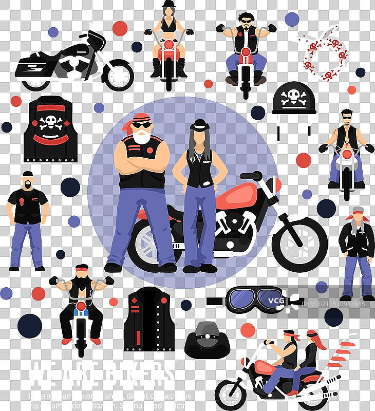 摩托车骑士图标集图片素材