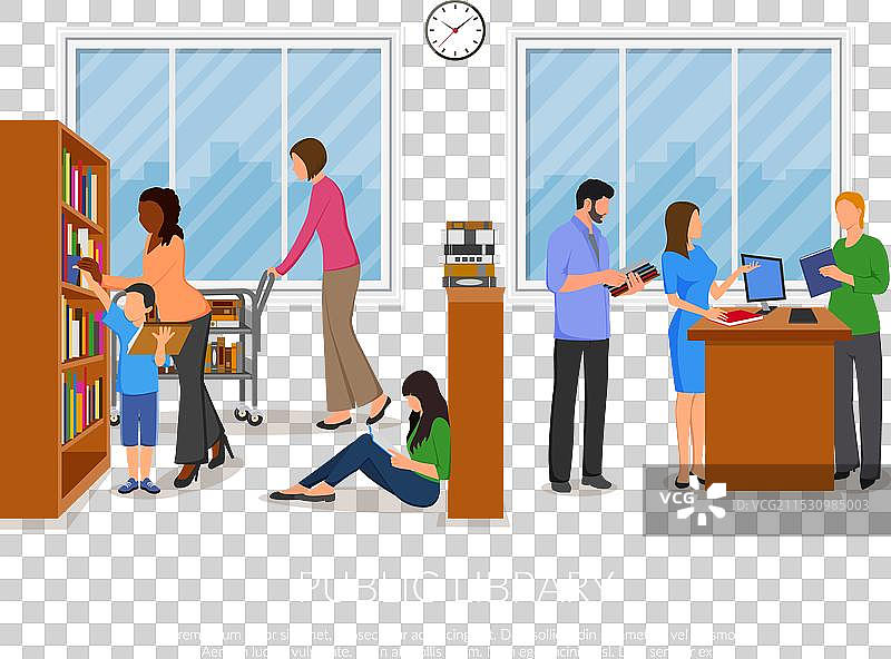 公共图书馆插图图片素材