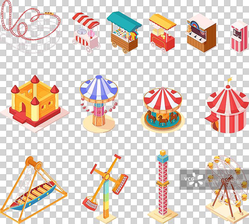 游乐园等距卡通图标集图片素材
