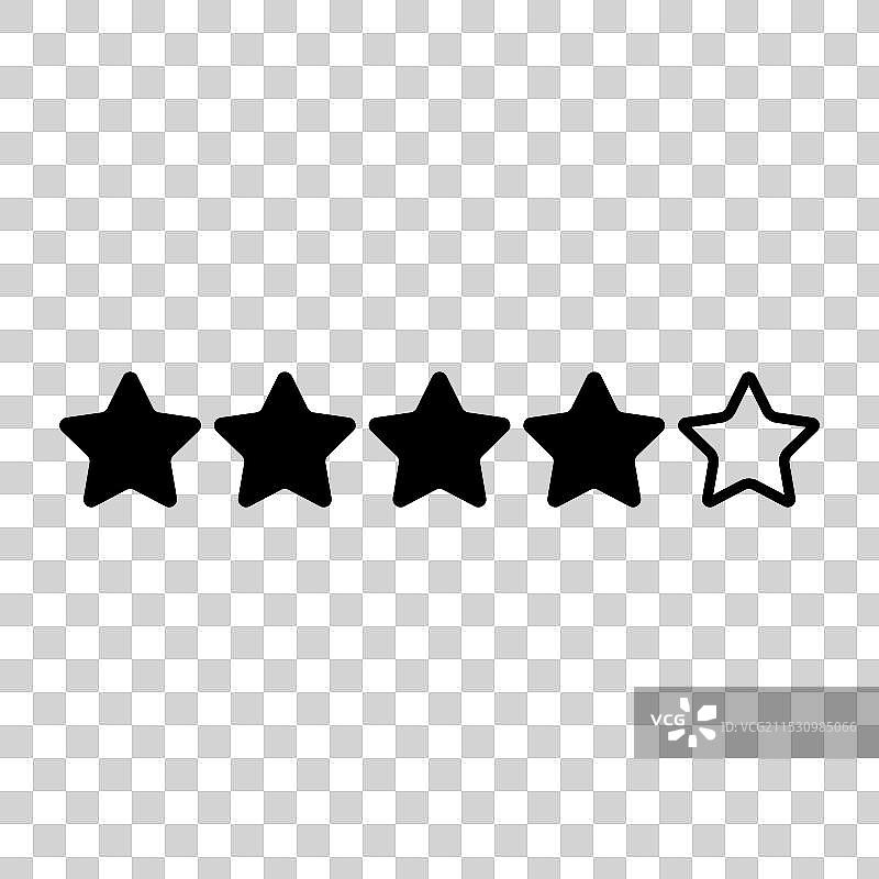 五颗星图标，孤立在白色背景上图片素材