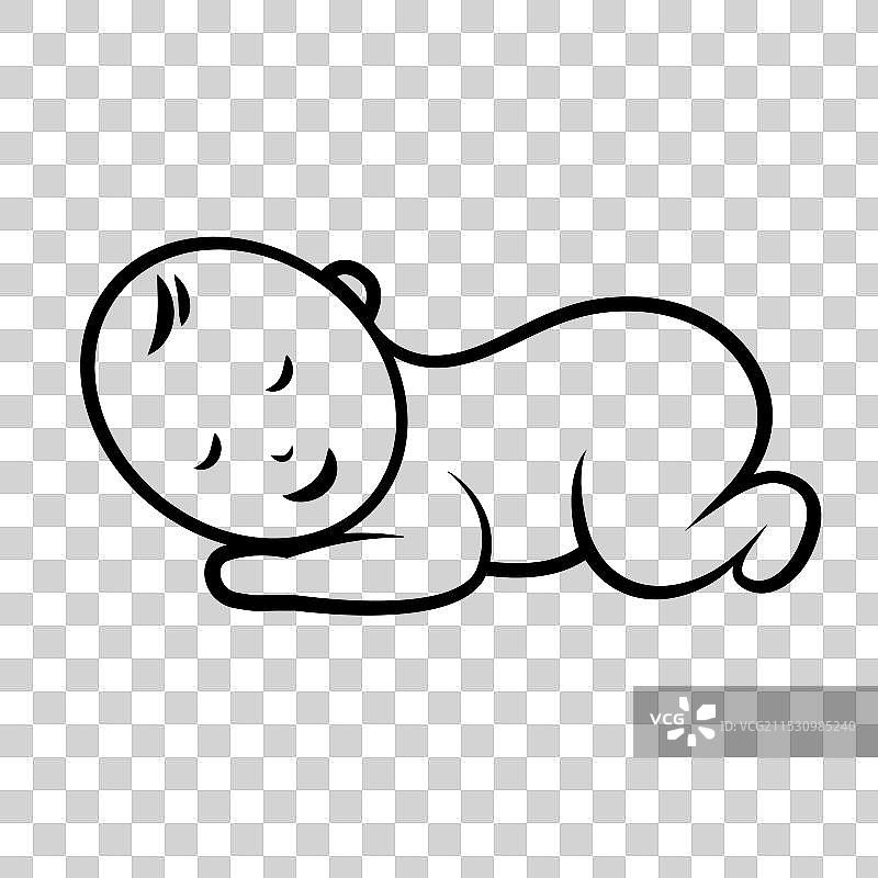 婴儿睡觉图标，背景为白色图片素材