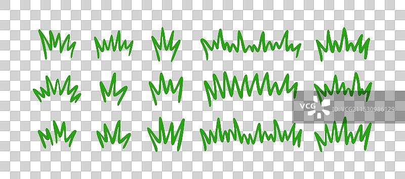 手绘草坪和灌木的剪影涂鸦集图片素材