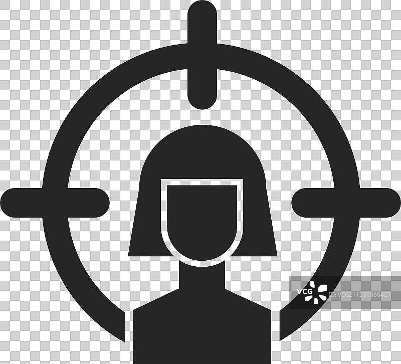 女性在十字准星符号中的犯罪目标图片素材