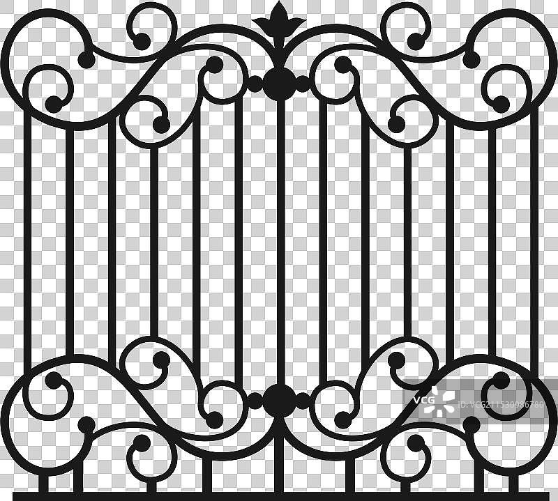 华丽的公园围栏，装饰性的黑色锻铁图片素材