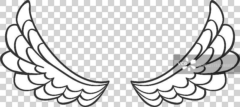 翅膀涂鸦天使符号鸟羽毛图标图片素材