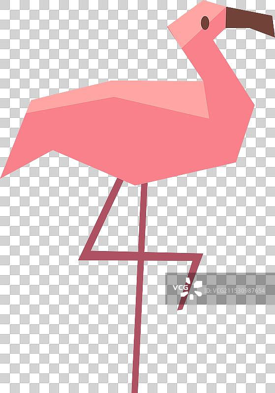 可爱的粉色低多边形火烈鸟图标图片素材